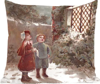 Produktbild von MuchoWow® Zierkissen Sofakissen Wohnzimmer Dekokissen 40x40 cm Porträt Weihnachten - Winter - Vintage - Foto Kissen - Schlafzimmer Dekoration