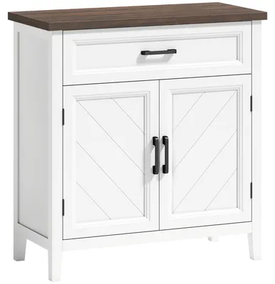 Immagine prodotto di Credenza Moderna Stile Rustico 76x35x80 cm con 2 Ante in MDF Bianco
