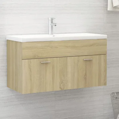 Obrázek produktu pro The Living Store Dubová toaletní skříňka Sonoma 90x38,5x46cm materiál na bázi dřeva