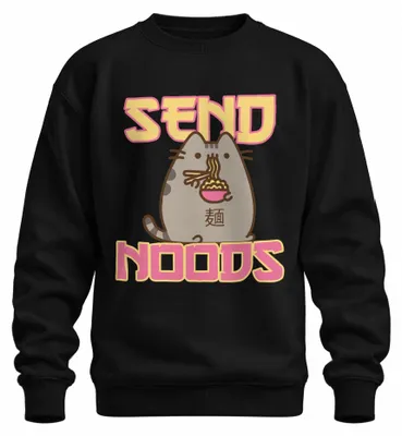 Obrázok produktu pre SEND NOODS Cat Noodles Ramen Kawaii Funny Gift Cute Girlfriend Uni mikina, čierna, S
