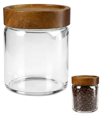 Vorratsglas mit Holzdeckel, 800 ml, Borosilikatglas, luftdicht