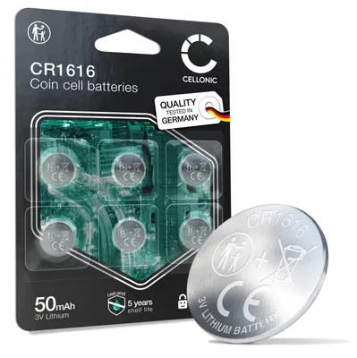 Produktbild von CELLONIC CR1616 Knopfzellen-Batterien Lithium kompatibel mit Autoschlüssel, Uhren, Sensoren - x6-Pack