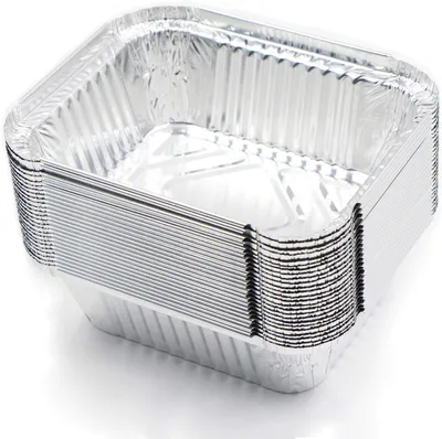 Imagen del producto de Recipientes de aluminio para parrilla, 400 ml, 15x12x5 cm, paquete de 25 unidades, para uso en la parrilla y la cocina