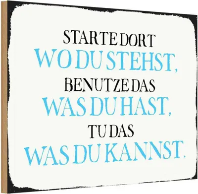 Produktbild von vianmo Holzschild 20x30 cm starte dort wo du stehst benutze Spruch Zitat