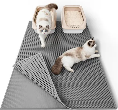 Image de Tapis pour litière - 90 x 76 cm - Tapis en mousse EVA à alvéoles pour placer sous la litière - gris