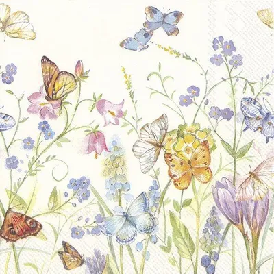 Immagine prodotto di Tovaglioli 33x33 cm - BUTTERFLIES AND BLOSSOMS white