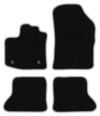 Produktbild von Velours-Fußmatten für Dacia Dokker 2013- (Minivan) – 4-tlg, Schwarz/Silber, passgenau – Wielganizator CARLUX
