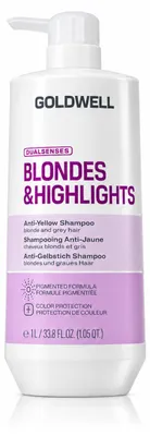 Imagen del producto de Champú Goldwell Dualsenses Blondes & Highlights, para cabellos rubios y con mechas, que neutraliza los tonos amarillentos, 1000 ml