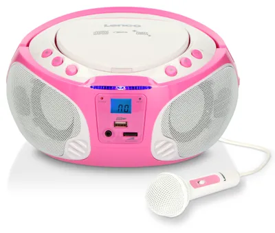 Produktbild von Lenco SCD-650PK - Tragbares FM-Radio mit CD/MP3-Player - USB-Anschluß - Karaoke - Mikrofon - Lichteffekte - Pink