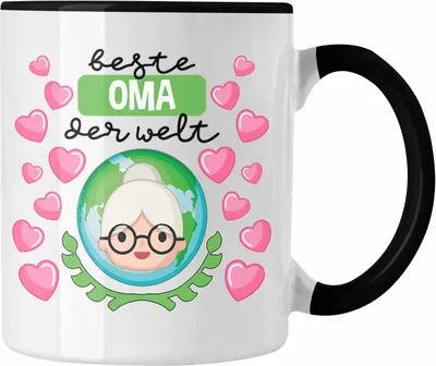 Produktbild von Trendation - Für Die Beste Oma Der Welt Tasse Geschenk Geschenkidee Von Enkel Enkelin (Schwarz)