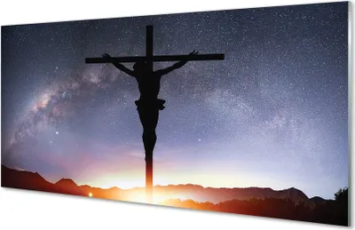 Produktbild von Glasbilder 120x60 Wandkunst Jesus gekreuzigt Himmel