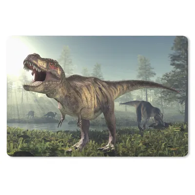 Produktbild von MuchoWow® Mauspad Mousepad Dino - Gras - Zeichnung - Kinder - Jungen 27x18 cm - Mousepads - Maus Mat - Pad - Mausunterlage - Büroartikel - Desk Matten
