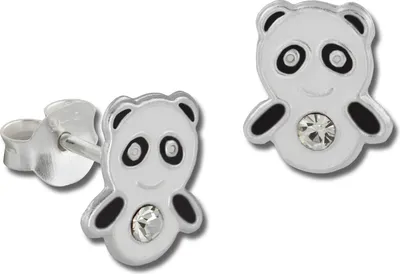 Produktbild von Teenie-Weenie Ohrstecker Kinder Silber schwarz weiß Panda Ohrringe SDO8125S