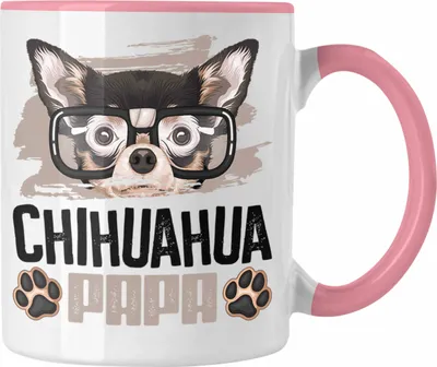 Produktbild von Trendation - Chihuahua Papa Besitzer Tasse Geschenk Lustiger Spruch Geschenkidee Chihuahua Liebhaber (Rosa)