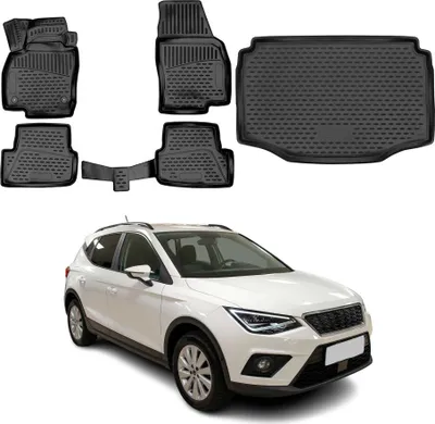 Produktbild von Fußmatten & Kofferraumwanne Set für Seat Arona 2017-2025 Gummi TPE Schwarz 5x