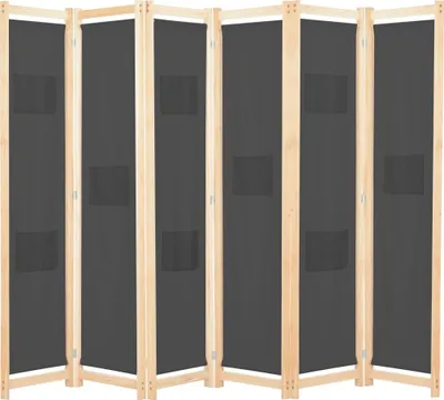 Produktbild von 6-teiliger Raumteiler Grau 240 x 170 x 4 cm Stoff