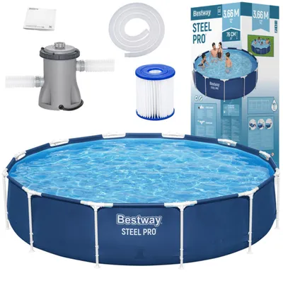 Obrázok produktu pre Rodinný bazén 366 x 76 cm BESTWAY 56681 Steel Pro + kartušová filtrácia