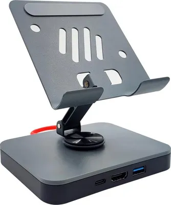 Produktbild von 3-in-1 USB-C Hub Docking Station Ständer, 360° drehbar, HDMI 4K@60Hz, 10Gbps, für Handy/Tablet, 15cm, ohne Netzteil, Schwarz