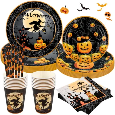 Halloween-Partyserviesset für 20 Gäste, 80-teilig