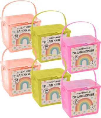 Produktbild von 120x Straßenmalkreide Straßenkreide - 5 verschiedene leuchtende Farben - Malkreide Straße für Kinder Kinderkreide (6 Boxen - 120 Stück)