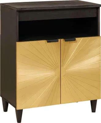 Produktbild von "Schlussverkauf" Sideboard, Kommode, Vitrine, Anrichte, Schwarz und Gold 60x33x75 cm Massivholz Mango  C13789