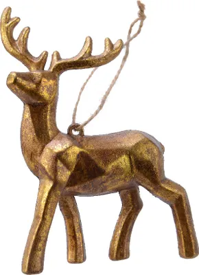 Produktbild von Christbaumschmuck Kunststoff Hirsch 13cm Antik braun / gold