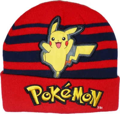 Produktbild von Anime Pokemon Pikachu Jungen Herbst Wintermütze bestickt Gr. 54/56 – Rot / 54/56