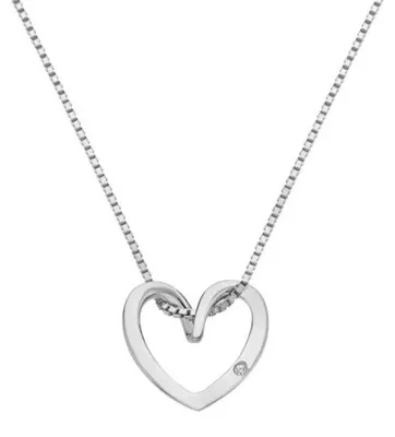 Immagine prodotto di Collana con ciondolo a forma di cuore, in argento, con diamante (DP1089)