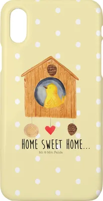 Produktbild von Mr. & Mrs. Panda Iphone 10 Handyhülle Vogelhaus Home - Gelb Pastell - Geschenk, Hausbau, Cover, Haus, Hülle, Einzugsgeschenk, Vogel, Umzug, X, Handy, Lustige Sprüche