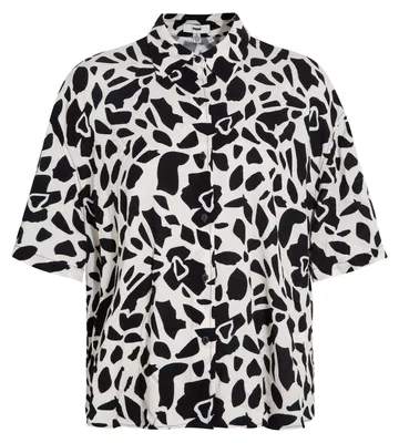 Produktbild von Kurzarm Hemdbluse mit Allover Animal-Print und Knopfleiste | L