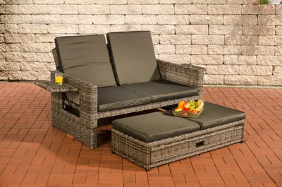 Produktbild von CLP Polyrattan Sofa Ancona 5mm grau-meliert Polsterfarbe Anthrazit