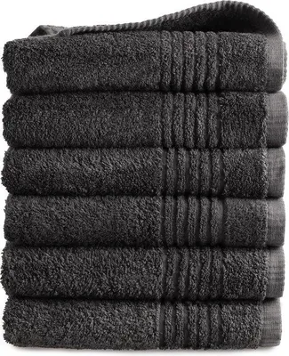 Produktbild von Unyqoos® Handtuch-Set 6x 50x100 cm – 100% Baumwolle 600 g/m², saugfähig, Anthrazit, waschbar bis 60°C, trocknergeeignet