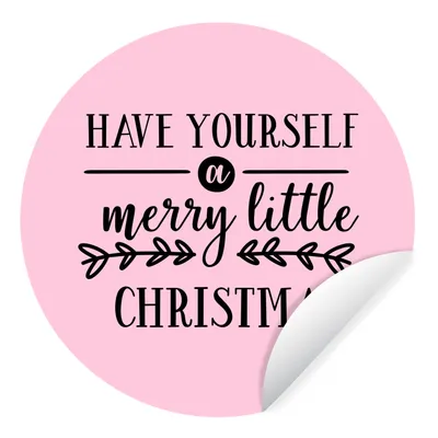 Obrázok produktu pre MuchoWow® Nálepka na tapetu - Vianočný citát "Have yourself a merry little Christmas" na ružovom pozadí - 80cm