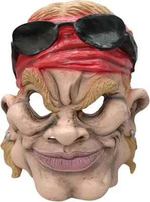 Produktbild von Rockstar-Maske Erwachsene beige-rot-schwarz - Einheitsgröße