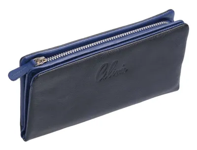 Produktbild von schicke Geldbörse Damen Leder Portemonnaie CILINIE, schwarz-blau