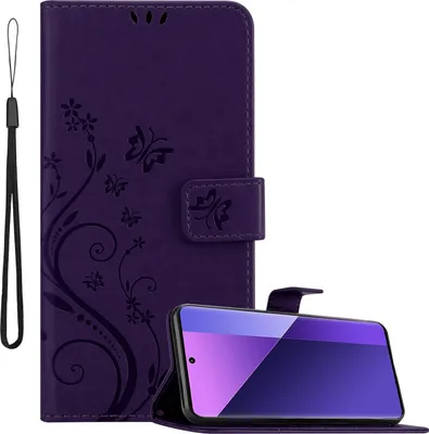 Image de Cadorabo Housse pour Xiaomi RedMi Note 13 Pro Plus Housse en FLORAL VERT LILAIS Housse de protection au design floral avec fermeture magnétique, fonction de rangement et emplacements pour cartes Book Case Cover