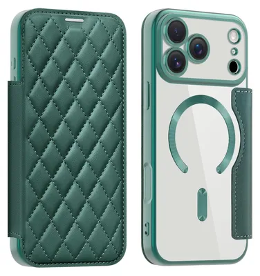 Produktbild von Für Apple iPhone 17 Pro Max 360 Grad Full Body Magsafe RFID Anti Datenklau Kunst Leder Hülle Tasche Grün