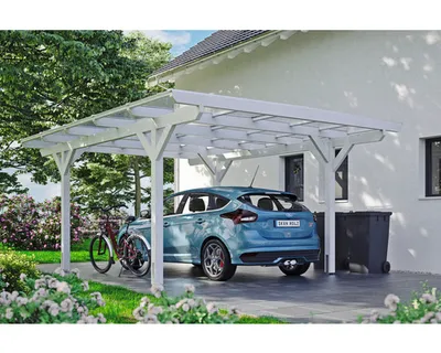 Produktbild von Einzelcarport SKAN HOLZ Odenwald inkl. Pfostenanker 428 x 541 cm weiß