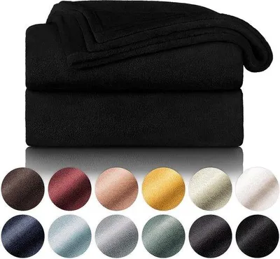 Zdjęcie produktu dla Kołdra z mikrofibry Unyqoos® – miękka, 100% poliestrowa narzuta, idealna jako okrycie na sofę, koc do salonu i narzuta, wymiary 270 x 230 cm, kolor: czarny