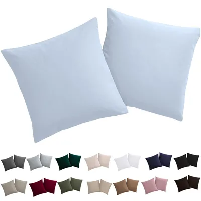 Productafbeelding van Kussensloop, 50 x 50 cm, 2 stuks – Kussensloop, lichtblauw, 50 x 50 cm, 100% microvezel, kreukvrij en strijkvrij, met rits