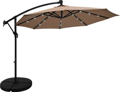 Produktbild von Garten Sonnenschirm Houseland Zyra mit LED Beleuchtung 300 cm hellbraun