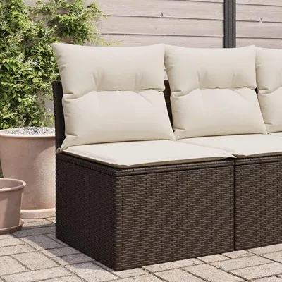 Produktbild von Gartensofa ohne Armlehnen mit Kissen Braun Poly Rattan, Balkonmöbel, Gartenlounge, Gartenmöbel, Balkon Sofa, Terrassen Sofa, Terrassenmöbel - 366199