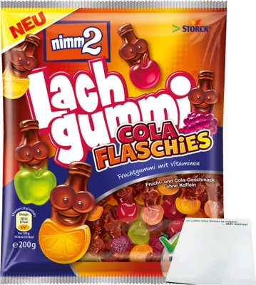 Produktbild von nimm2 Lachgummi Cola Flaschies (200g Beutel) + usy Block