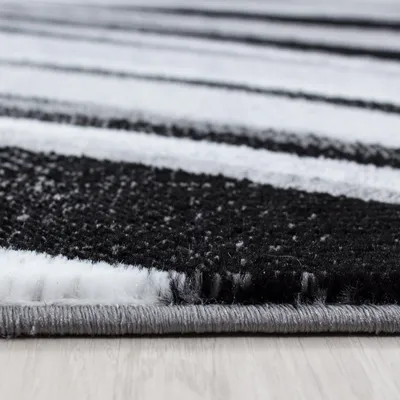 Produktbild von Villa Möbel Pararo Wohnzimmer-Teppich, Designteppich, Abstrakt Wellen Design, Farbe:Schwarz, Grösse:80x150 cm