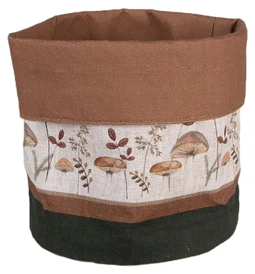 Image de Clayre & Eef Corbeille à pain Ø 15x16 cm Beige Coton Champignons