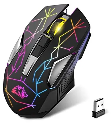 Image de Souris de jeu sans fil - Souris pour PC - Gaming - Batterie rechargeable - 2400 DPI - Noir