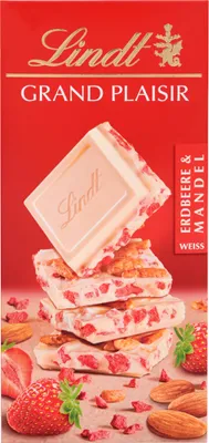 Produktbild von Lindt Grand Plaisir Erdbeer Mandel mit weisser Schokolade 150g