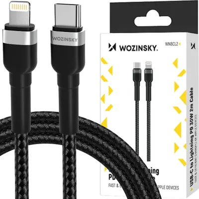 Immagine prodotto di Cavo Wozinsky Wnbcl2 Lightning / Usb-C Pd 30W 2 M - Czarny