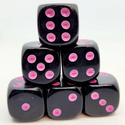 Produktbild von Würfelset D6: Opaque Black/Pink (12)