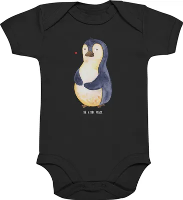 Produktbild von Mr. & Mrs. Panda Strampler Pinguin Diät 6. - 12. Monat - Schwarz - Geschenk, Babybody, Motivation, overall baby, Pinguine, Bierbauch, babykleidung body, Babystrampler